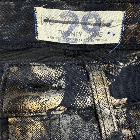 Free People Inferno Flare Jeans Black Gold Floral Motif Size 29 - Picture 9 of 9